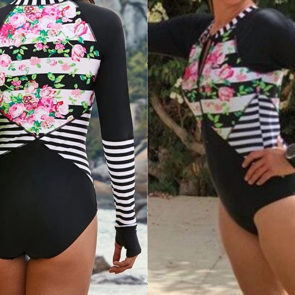 **SOLD**Floral Bodysuit/Swimwear XXL - Picture 3 of 4